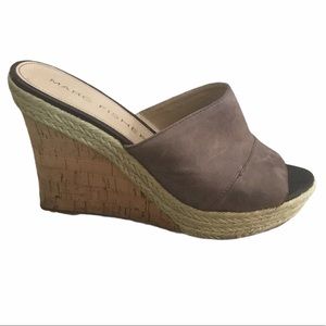 Marc Fisher Leather Espadrille Wedges Cork 8.5.